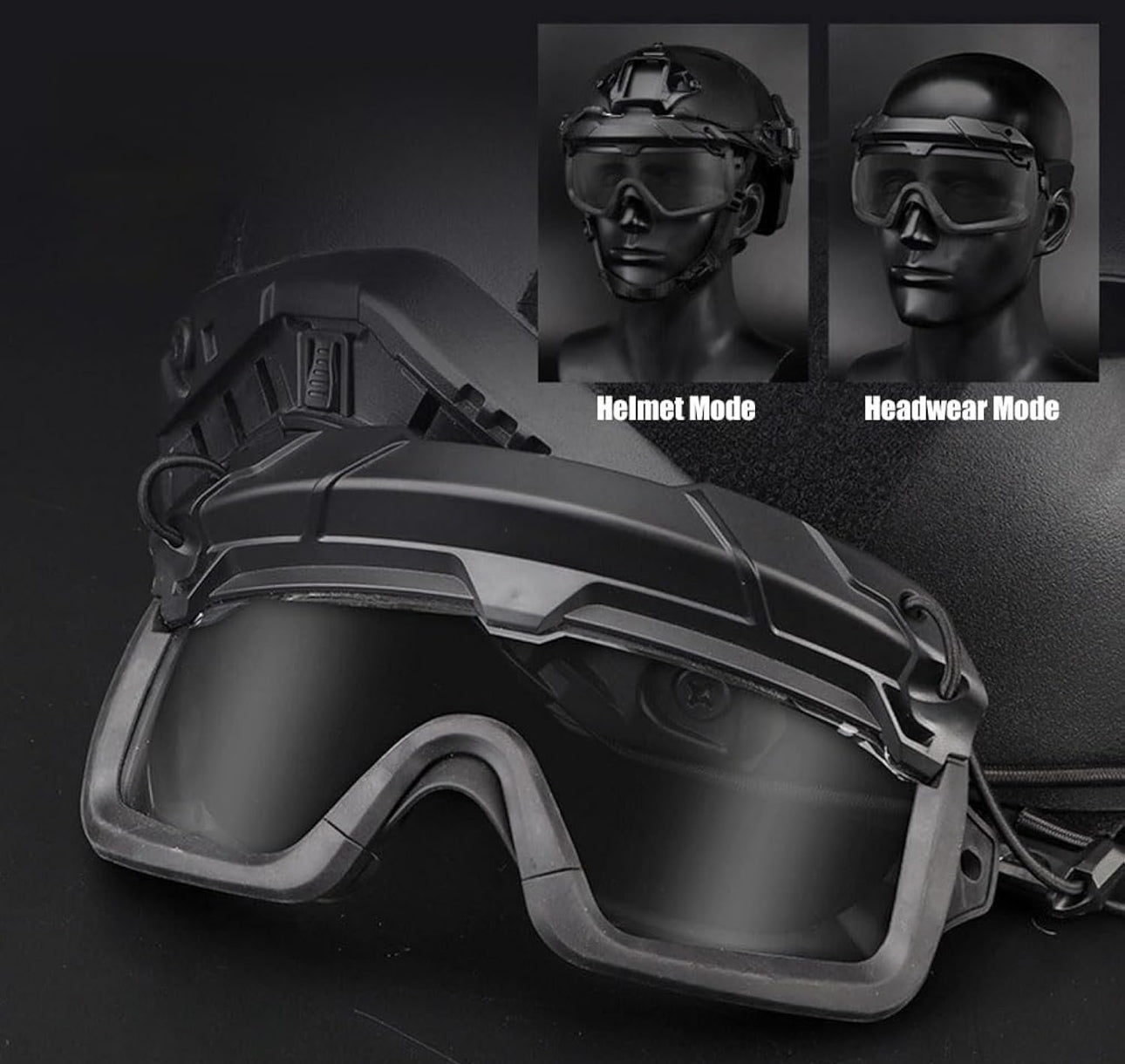 Tactical Helmet Goggles with Arc Rail Attachments