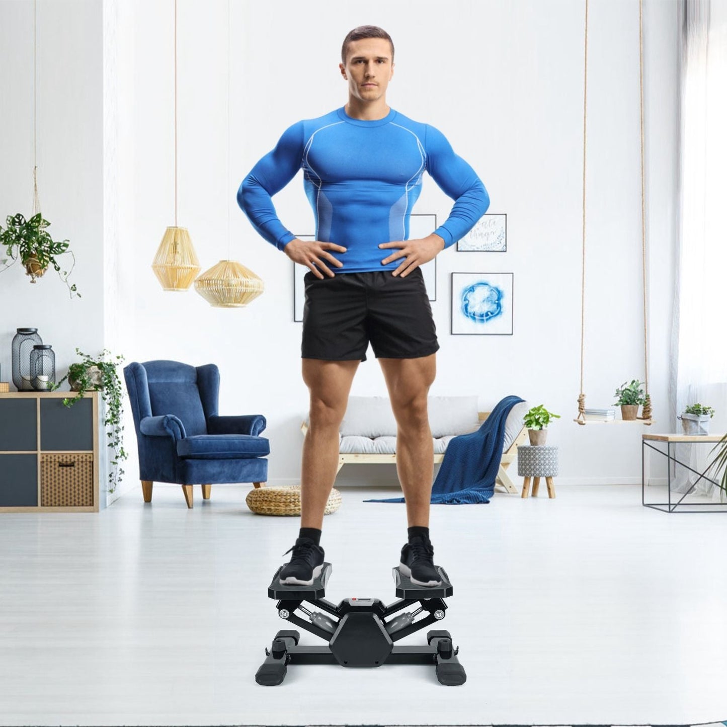 stepper machine, Mini Stepper Stair Stepper with Resistance Bands Quiet Workout Stepper with Digital Timer Max 330.7LBS Load for Home