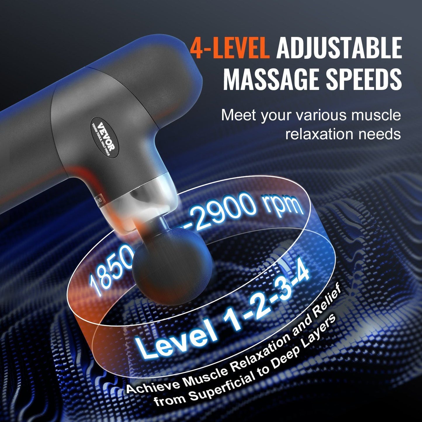 Powerful Muscle Relief Massage Gun - Deep Tissue Percussion Massager with Multiple Speed Settings & Attachments